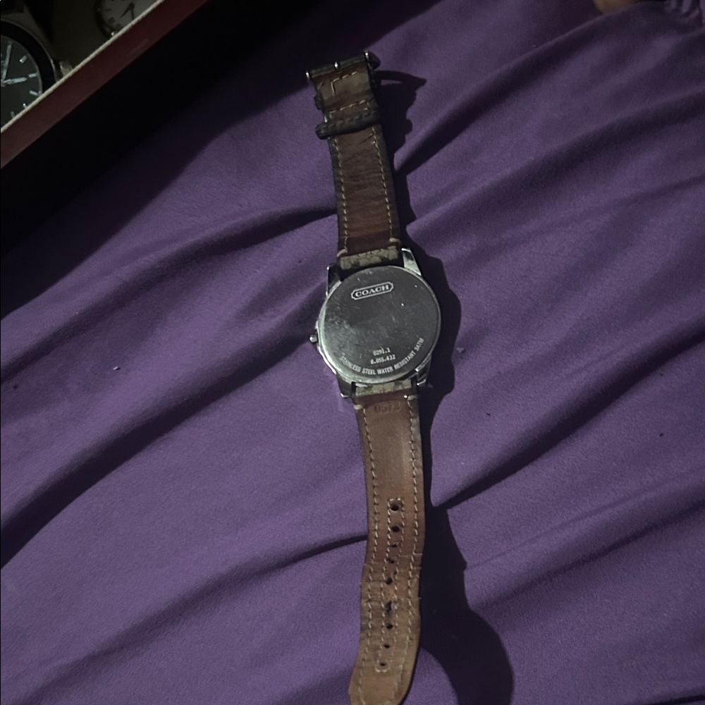 Coach Silver Dial With Brown Patterned Strap Watch - image 3